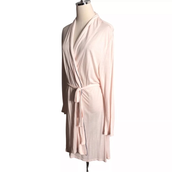 Eberjey Robe Womens L/XL Pale Pink Belted Soft Lightweight Short Kimono - Picture 9 of 10
